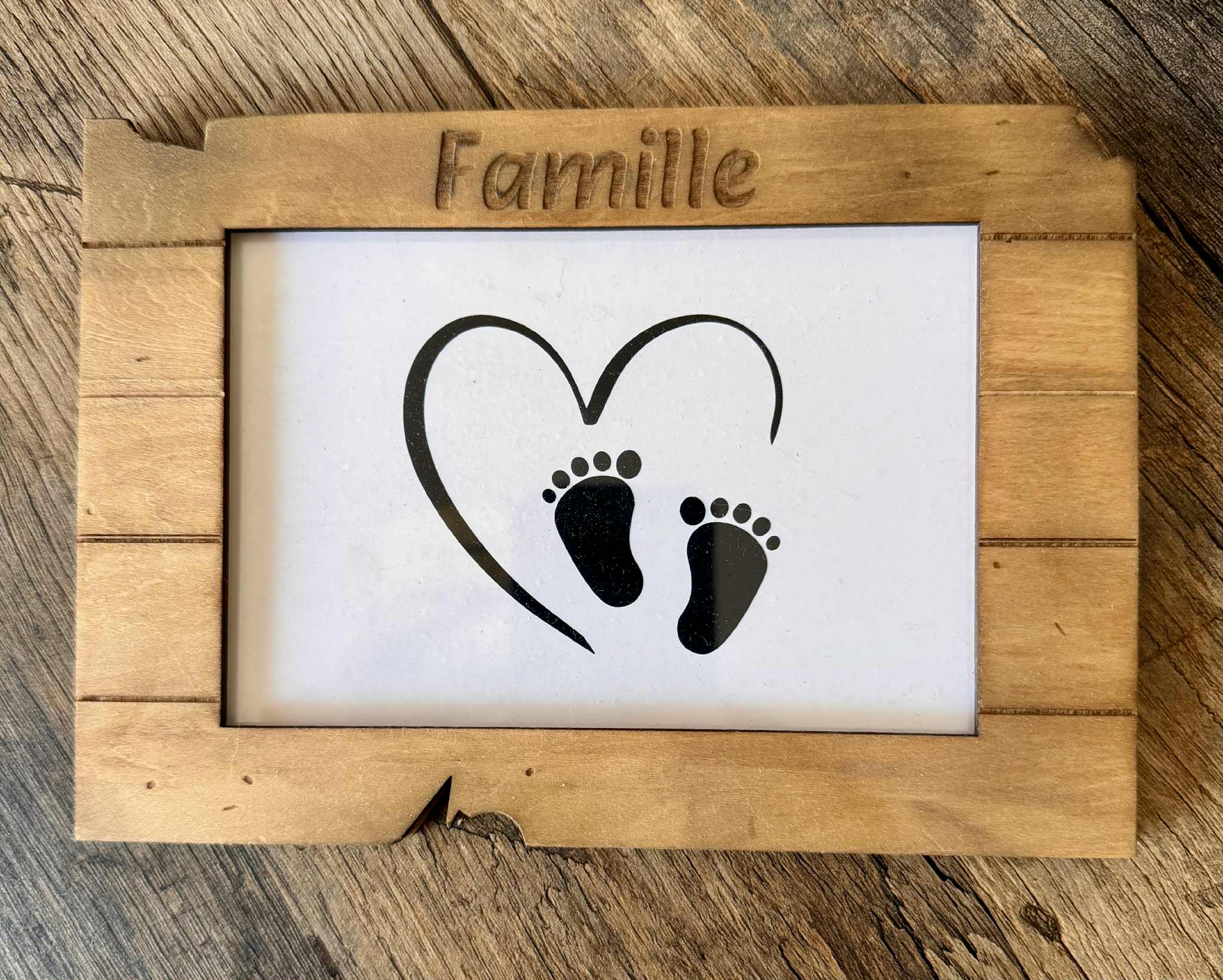 Cadre photo personnalisé- Effet planches bois