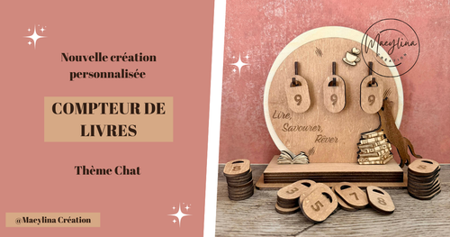 Compteur de livres personnalisé en bois – Suivez vos lectures avec style.