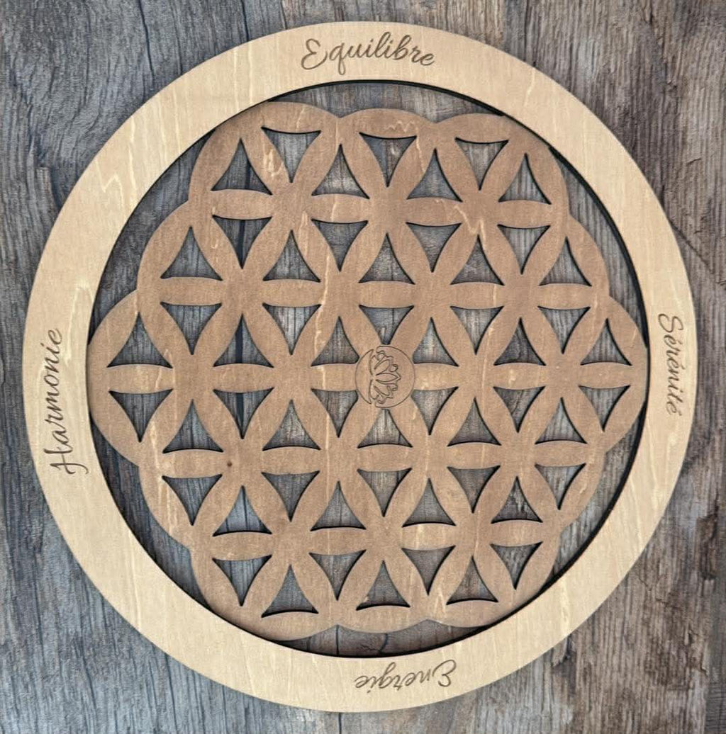 🌿 Maxi Fleur de Vie personnalisée en bois – 29 cm